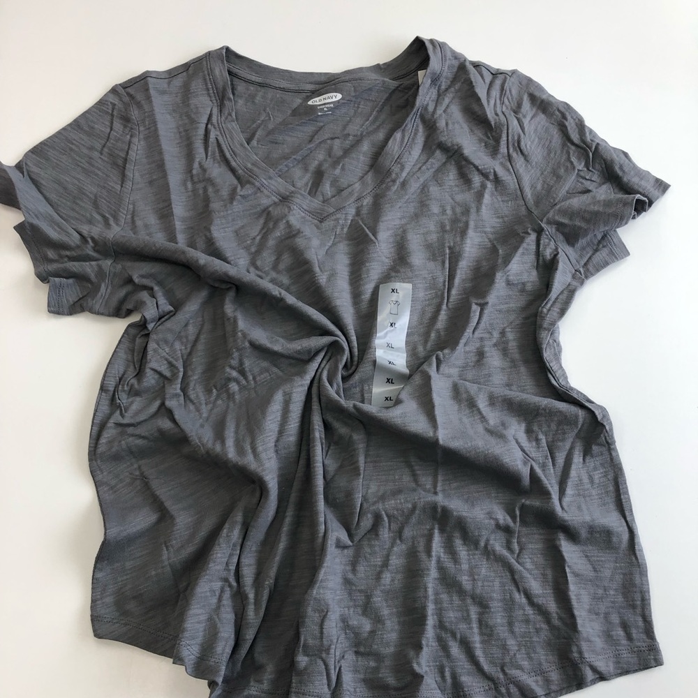 Gray V Neck T Shirt